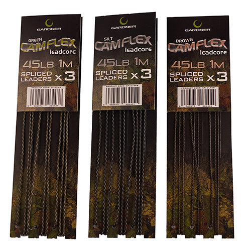 Gardner Camflex 45lb Leadcore Green Spliced Leaders x3