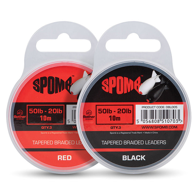 Spomb Tapered Braided Leaders 50lb - 20lb 10m x3