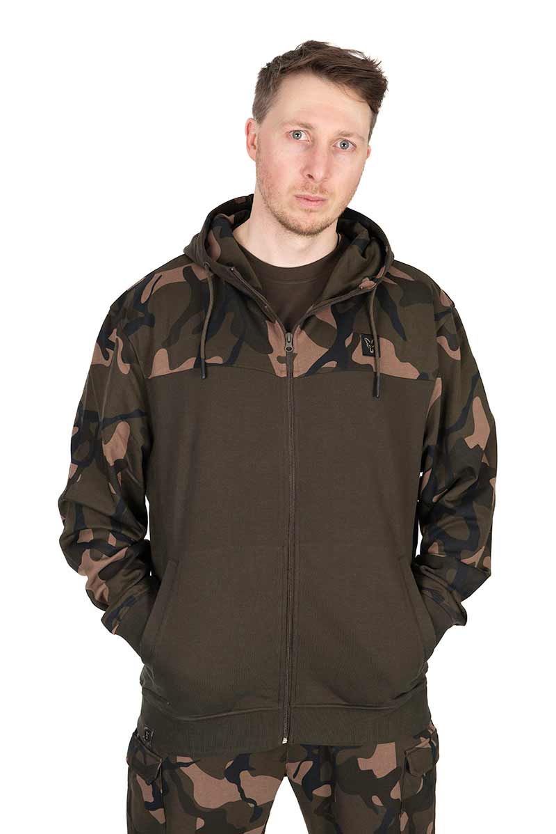 Fox Lightweight Khaki/Camo Split Zip Hoodie
