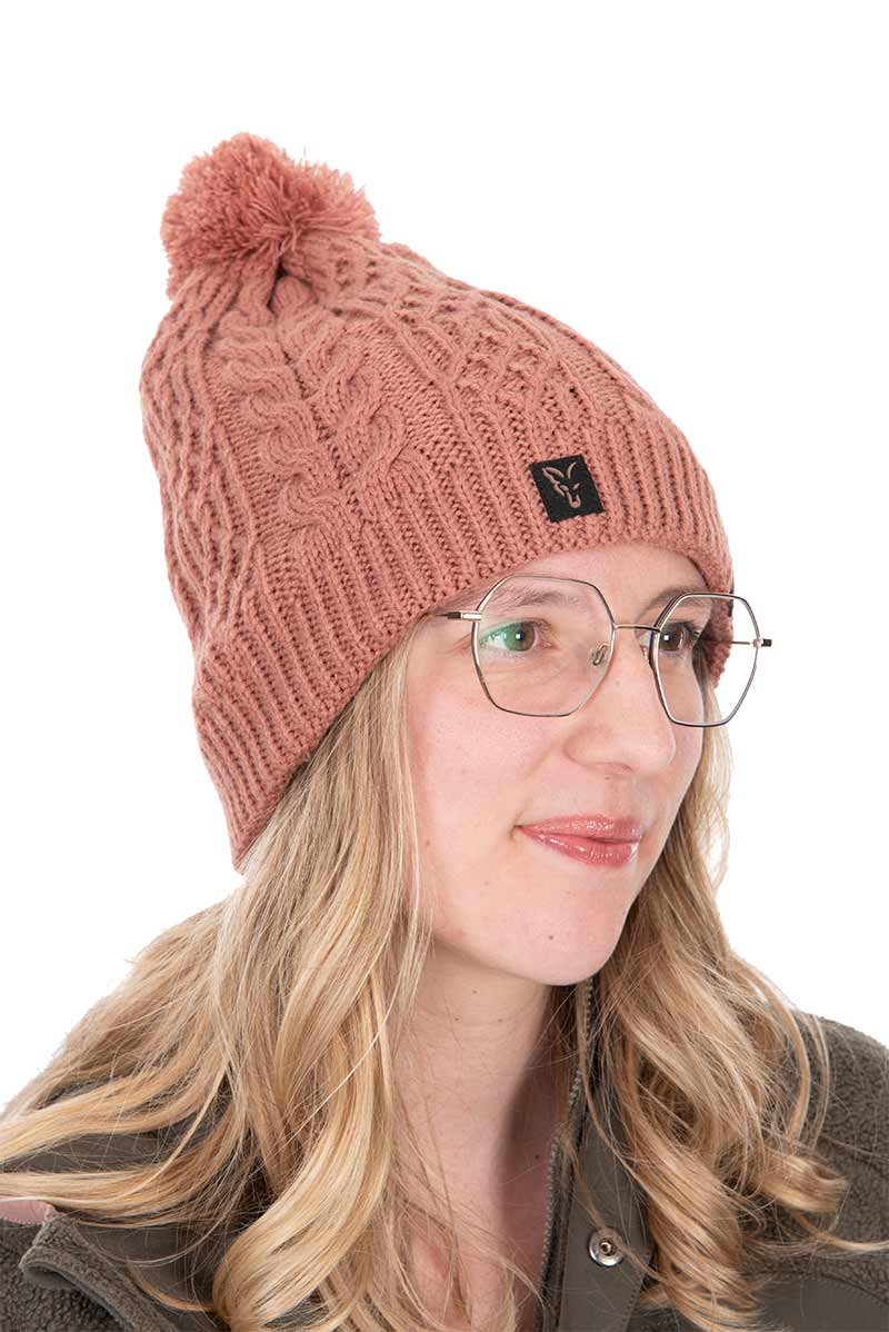 Fox Womens Cable Knit Bobble Beanie Rose Pink - One Size