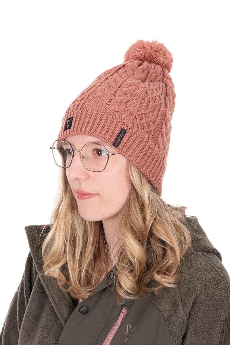 Fox Womens Cable Knit Bobble Beanie Rose Pink - One Size