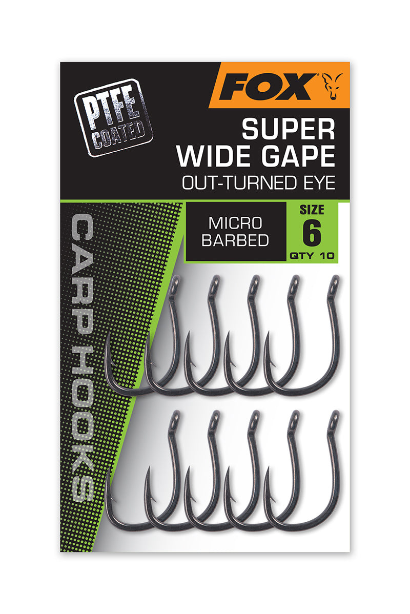 Fox Carp Hooks Super Wide Gape Out Turned Eye Micro Barbed