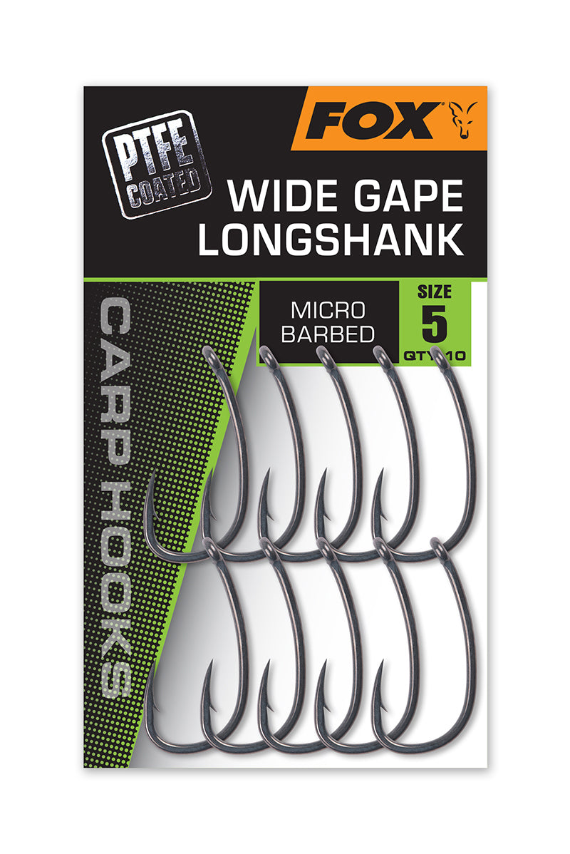 Fox Carp Hooks Wide Gape Longshank Micro Barbed