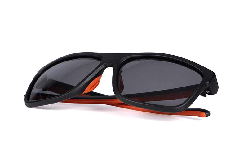 Fox Collection Black/Orange Sunglasses Grey Lens