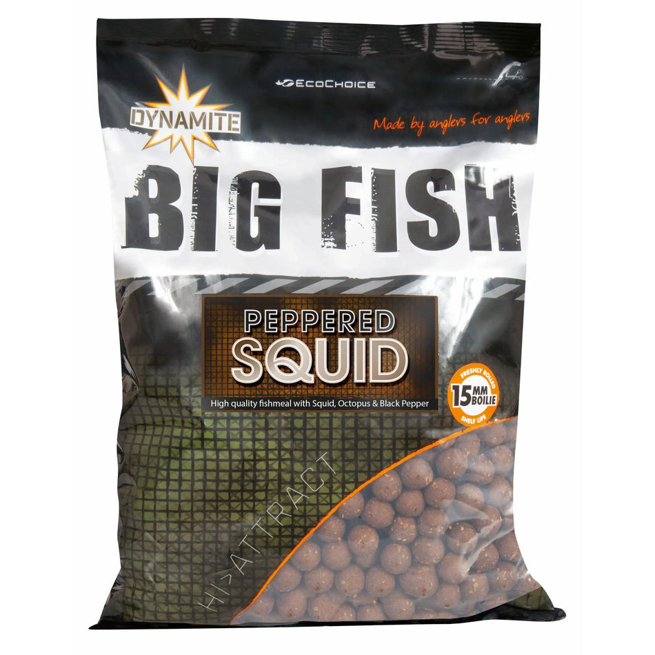 Dynamite Baits Peppered Squid Boilies 15mm 1KG