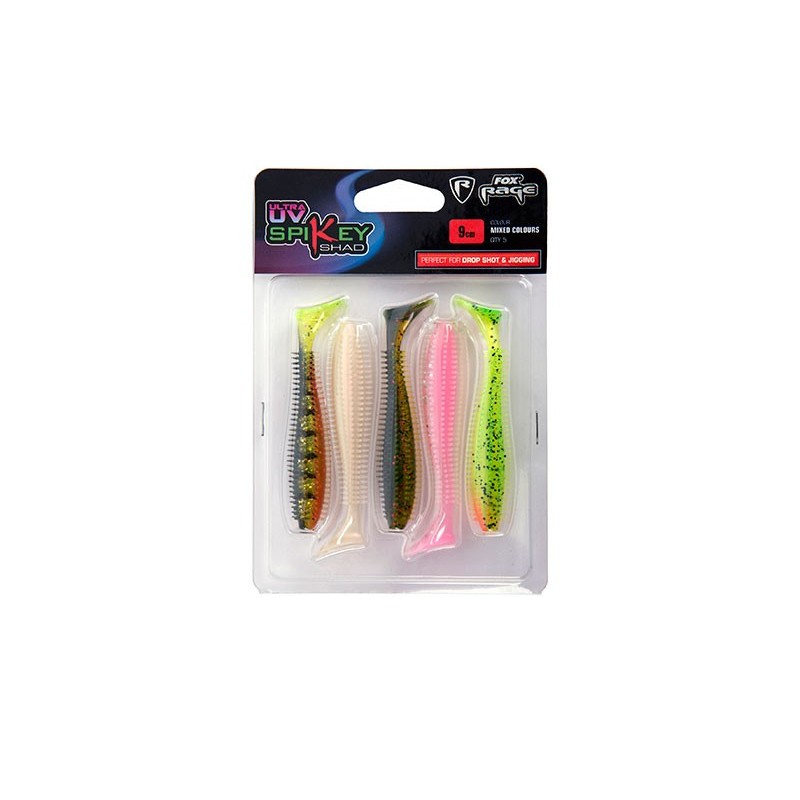 Fox Rage Ultra UV Spikey Shad 9cm Mixed Colours