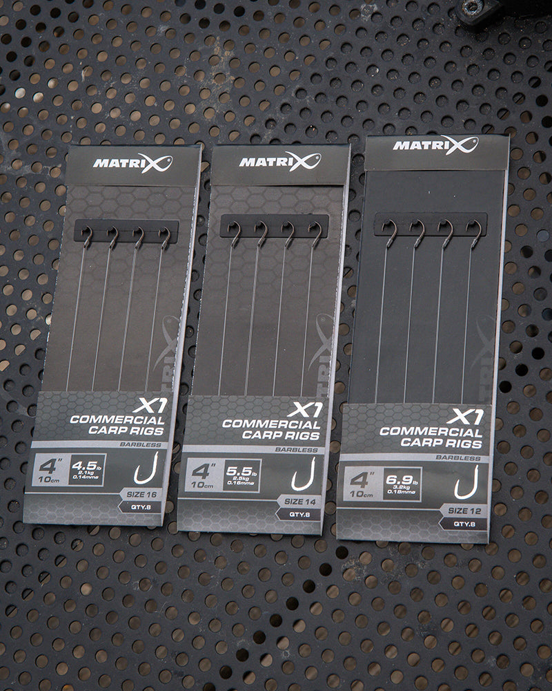 Matrix X1 Commercial Carp Rigs 4" Barbless