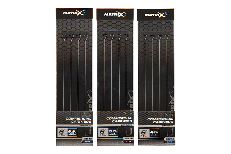 Matrix X1 Commercial Carp Rigs 6" Barbless
