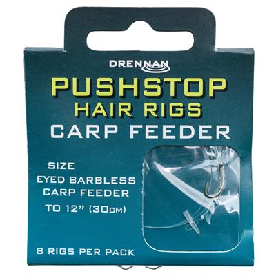 Drennan Pushstop Hair Rigs Carp Feeder Rigs - Barbless (8 Rigs Per Pack)