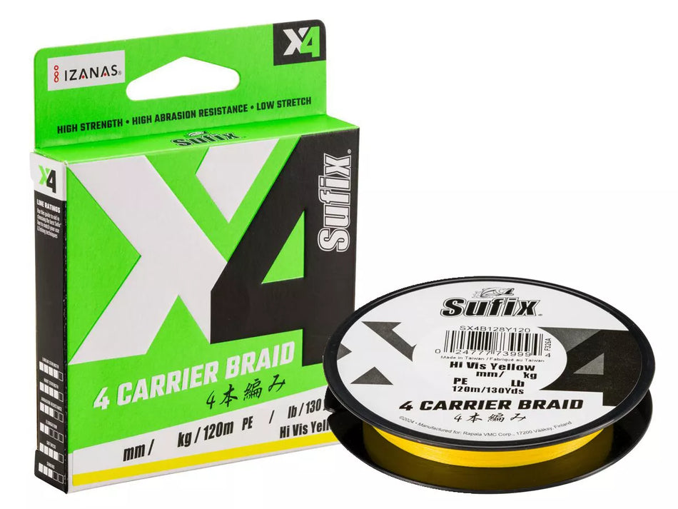 Sufix X4 Carrier Braid Hi Vis Yellow