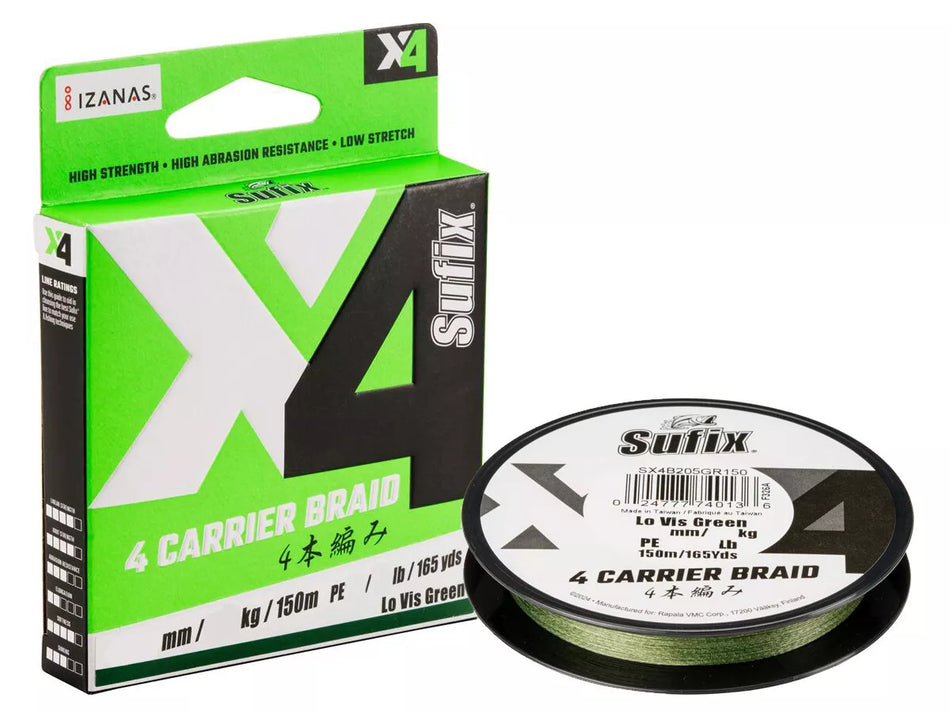Sufix X4 Carrier Braid Lo Vis Green