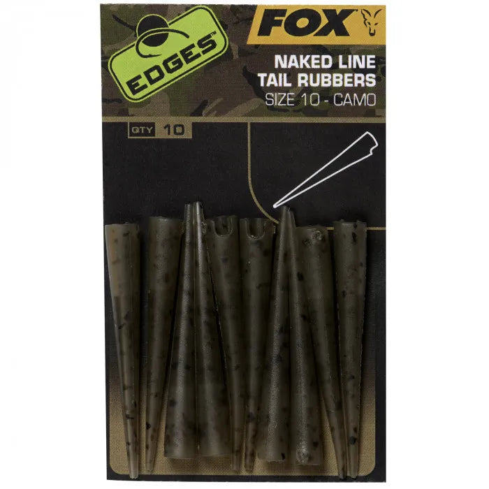 Fox Edges Camo Naked Line Tail Rubbers Size 10